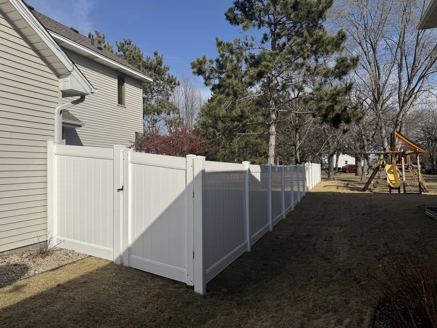 vinyl privacy fence project in the Twin Cities